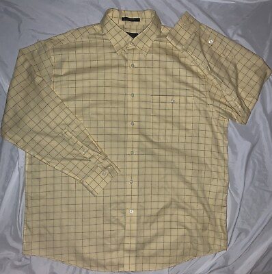 #ad Orvis Signature Yellow Checkered Button up Shirt Mens XL Long Sleeve EUC $10.00