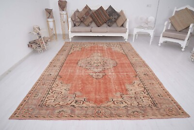 #ad #ad 7x10 Large Vintage Rug Oversize Rug Turkish Rug Wool Carpet Oushak Rug 995 $299.60