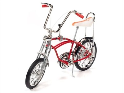 #ad Mini Car 1 6 American Retro Bicycle Red Schwinn Orange Krate Bike Autoworld Rese $195.04