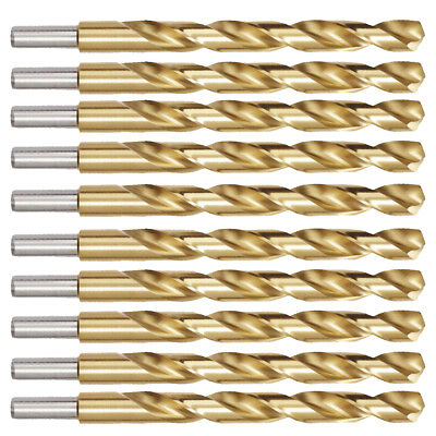 #ad 10PCS 1 2quot; Drill Bit Set HSS Titanium Jobber Length Twist Metal Drill Bits Tools $29.44