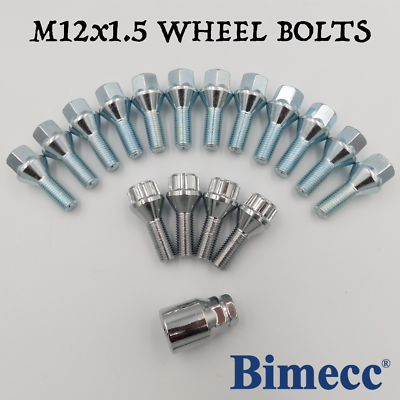 #ad M12x1.5 Wheel Bolts Bimecc Silver x 12 Locks For Vauxhall Nova Vectra Zafira GBP 24.99
