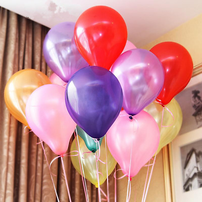 #ad 100pcs 10 inch Colorful Pearl Latex Balloons Celebration Party Wedding Birthday $4.49