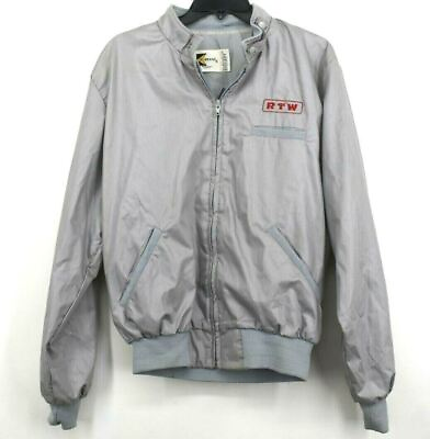 #ad K Brand Mens Grey RTW Zip Front Cotton Jacket Mock Neck Stretch Hem amp; Cuffs Sz L $45.63