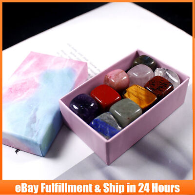 #ad 2Sets Natural Quartz Chakra Healing Crystal Polished Tumbled Stone Set Gift Box $15.86