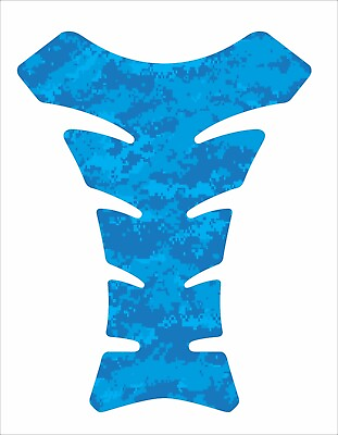#ad Blue Digital Camouflage Motorcycle Gel Gas tank pad Domed 3D protector Decal $22.36