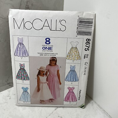 #ad McCalls 8675 Pattern Girls Dresses Size 10 12 14 Uncut 8 Great Looks In One $13.29