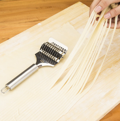 #ad Stainless Steel Kitchen Noodle Maker Lattice Roller Docker Dough Cutter Tool $8.26