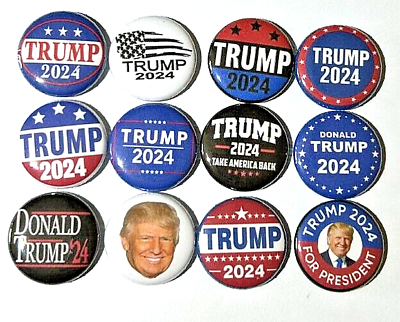 #ad 2024 Trump Campaign President Pins 12 Pin Lot New Button Donald 24 great 1 Inch $10.79