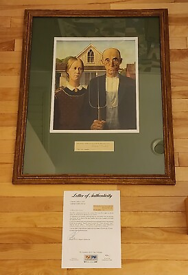 #ad Grant Wood Signed Framed Print PSA DNA Artist Signed Auto Cut American Gothic $1195.00