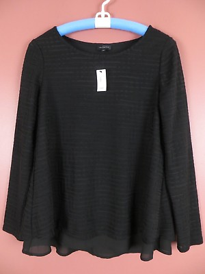 #ad TB05061 NWT THE LIMITED Womens 92% Polyester Tunic Long Sleeve True Black M $59 $16.91