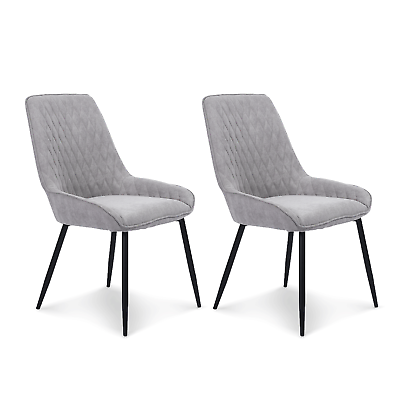 #ad Redlife Dining Chair Set of 2 Upholstered Mid Century Modern Kitchen Fabric Gray $100.79