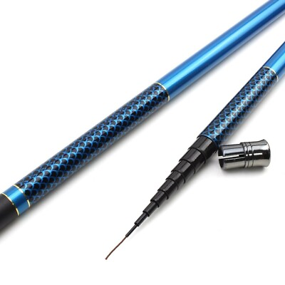 #ad Ultralight Fishing Rod Pole Hand Tackle Carbon Fiber Portable Travel Carp Blue S $44.99