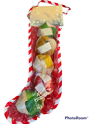 Holiday Stocking Rawhide Small Colorful Woven Knot Balls Christmas Treat Dog NEW $11.99