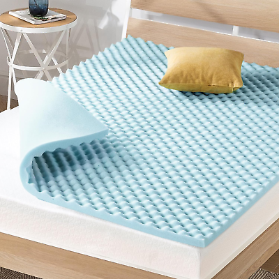 #ad 1.5 Inch Egg Crate Memory Foam Mattress Topper Cooling Gel Infusion Twin Blue $33.55