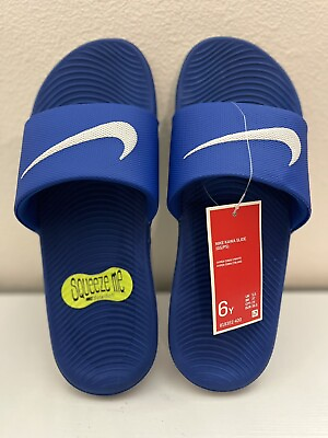#ad Nike Kawa Slides Slippers Solar Soft Hyper Cobalt White Practice 6 Youth Big Kid $29.00