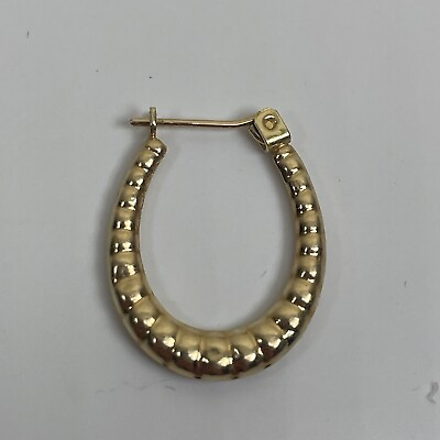 #ad 14K Yellow Gold Vintage Single Oval Hoop Earring 1 Pc Jewelry $60.00