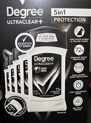 #ad Degree Deodorant Ultra Clear Antiperspirant 5 Pack Mens Black amp; White 2.7 oz $19.97