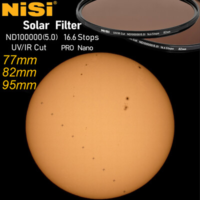 #ad NiSi Solar Filter Pro Nano UV IR Cut ND100000 5.0 16.6 Stops 77mm 82mm 95mm NEW $79.00
