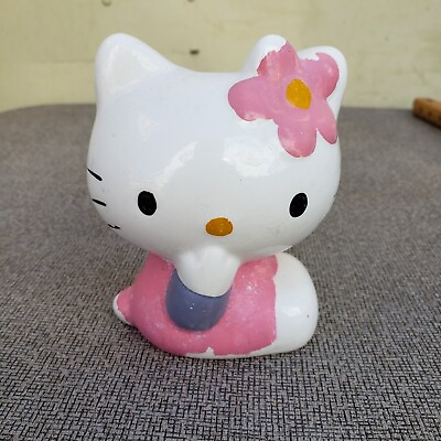 #ad Hello Kitty Sanrio Toothbursh Holder White and Pink Ceramic 4 Hole Vintage 90s $19.99