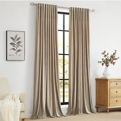 #ad PRIMROSE Blackout Curtains 95quot; inch for Living Room Velvet Rod Pocket Window $44.00
