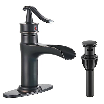 #ad Oil Rubbed Bronze Bathroom Sink Faucet Single Handle Basin Mixer Tap W Drain $49.00