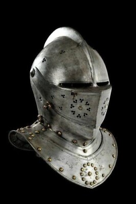 #ad MEDIEVAL HISTORICAL BATTLE HELMET WITH NECK COVERED PROTECTION. $135.00