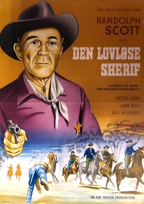 #ad Den Lovlose Sherif A1 Danish Poster Fighting Man of the Plains Randolph Scott GBP 39.99