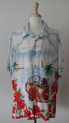 #ad Mens Cherokee Hawaiian Button Down Shirt Sz XL $18.39