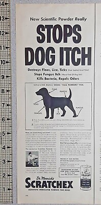 #ad 1956 Scratchex Vintage Print Ad Dog Dr Merrick Fleas Lice Ticks Powder Puppy Bamp;W $6.18