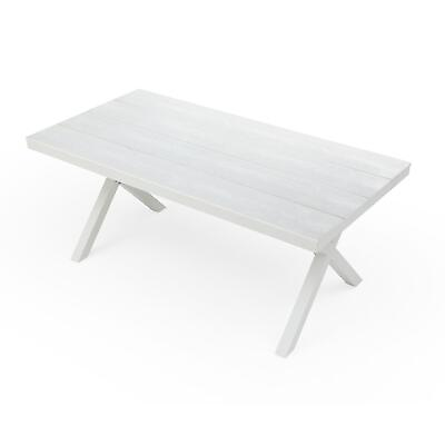 #ad 70.87quot; Rectangular Dining Table X shape Aluminum Leg White $423.72