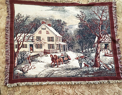 #ad Vintage Crown Crafts Country Winter Home Decorative Sofa Throw Blanket 60 x 46 $25.99