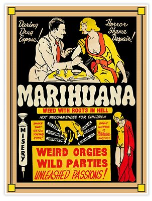 #ad Marijuana Marihuana Smoking Pot Reefer Vintage Style 18x24 Movie Poster c. 1930 $14.97