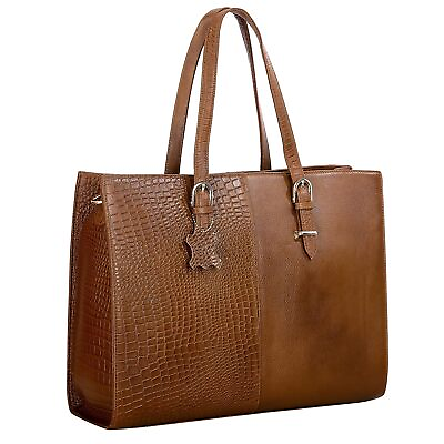#ad New Full Grain Natural Cro Leather Ladies Handbags Sling Shoulder Tote Bag BROWN $85.00