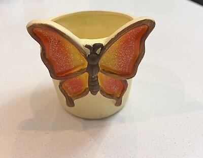 #ad Vintage Butterfly Retro Planter Handmade Orange Glitter Butterfly $16.00