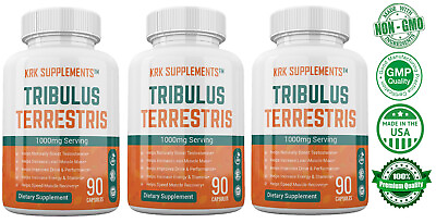 #ad 3 Pack Tribulus Terrestris 1000mg per serving Natural Testosterone Booster $33.99
