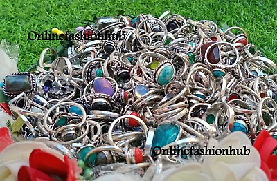#ad Turquoise amp; Mix Gemstone 925 Sterling silver Plated Wholesale Bulk Lot Rings $15.85