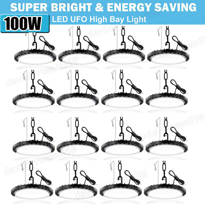 #ad 16 Pack 100W LED UFO High Bay Light 100 Watts Commercial Factory Warehouse Light $240.99