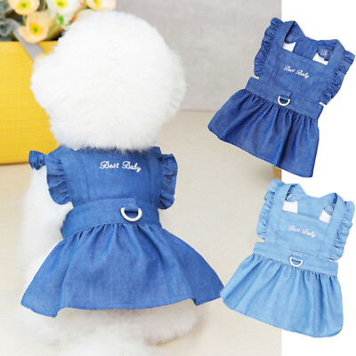 #ad Dog Clothes Puppy Cat Denim Dress Pet Vest Skirts T Shirt Coat For Small Dogs $6.26