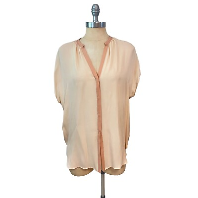 #ad Vince Pink Oversized Popover Silk Blouse Top Small $28.80