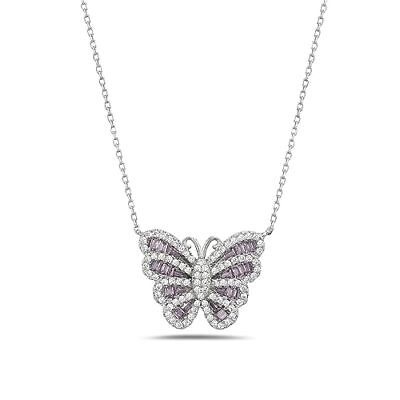 #ad Women#x27;s or Girls 925 Sterling Silver CZ Butterfly Necklace Pendant $39.99