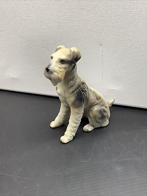 #ad Vintage TERRIER DOG FIGURINE Ceramic 4.25” Tall Great $10.00