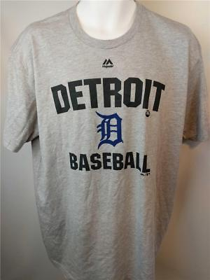 #ad New Detroit Tigers Mens Size S M L XL 2XL Majestic Gray Shirt $26 $9.93