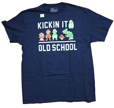 #ad Super Mario Brothers Mens T Shirt Kickin It Old School 8 Bit Pixel $16.98