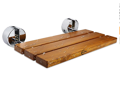 #ad 20quot; Folding Teak Shower Seat Wall Mounted Foldable Bench for Inside Shower $65.00