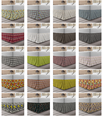 #ad Ambesonne Retro Bedskirt Elastic Wrap Around Skirt Gathered Design $24.99