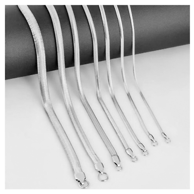 #ad Stainless Steel Silver Flat Snake Herringbone Chain Necklace Women Men 16 24#x27;#x27; $3.95