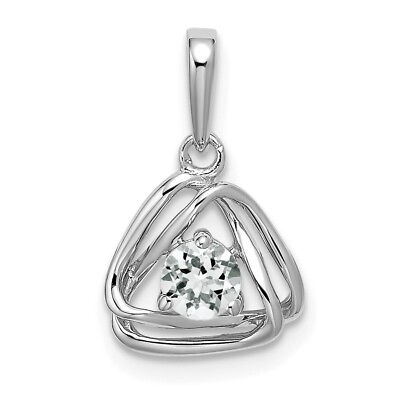 #ad 14k White Gold White Topaz Triangle Pendant Gift For Women $193.50