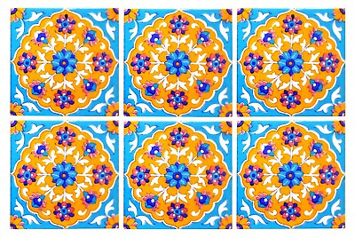 #ad Home Decor Moroccan Blue Pottery Ceramic Handmade Painted Wall Tiles 6 x 6 Inch $99.28