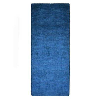 #ad Hand Knotted Loom Silk Mix Runner Area Rug Solid Blue BBH BBLSM111 $73.80