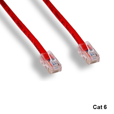 #ad KNTK Red 100#x27; Cat6 UTP Ethernet Cable 24AWG 550MHz RJ45 Network Non Booted Type $27.26